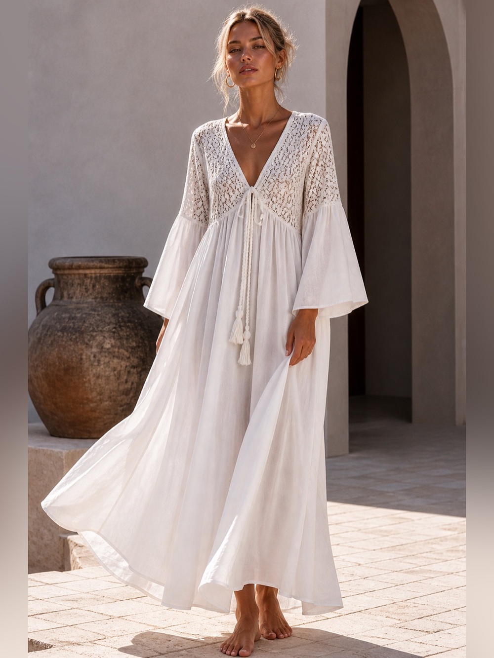 BOHO Beach Hut Lace Beachwear Cover-Up in Ivory